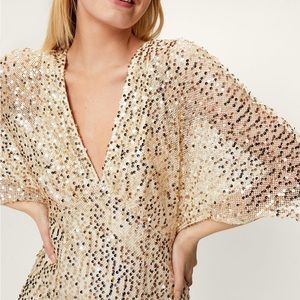 Nasty gal Sequin V Neck Angel Sleeve Maxi Dress